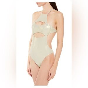Melissa Odabash Open Back Cut-out Metallic Swimsuit Size IT 44